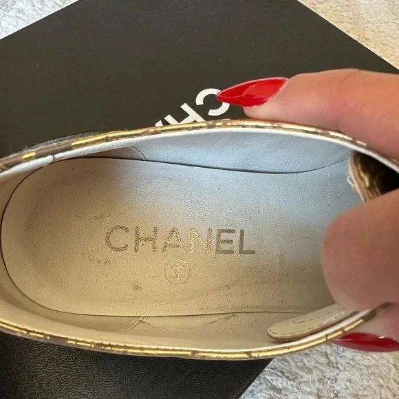 CHANEL Women’s Gold and Black Oxford Shoes - Picture 10 of 14